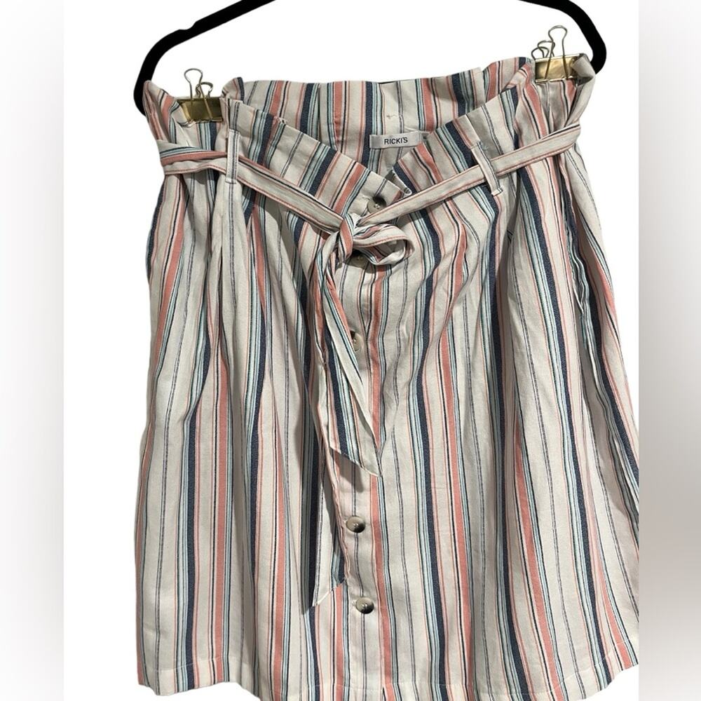 Unbranded  paper bag waist multi color striped skirt sz16
